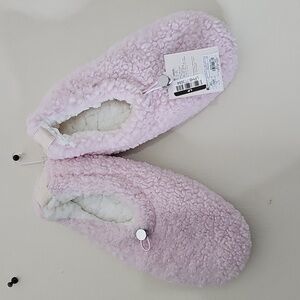 Cozy Slipper Socks Faux Shearling Pull-On Slipper Socks With Grippers Pink 1Pair